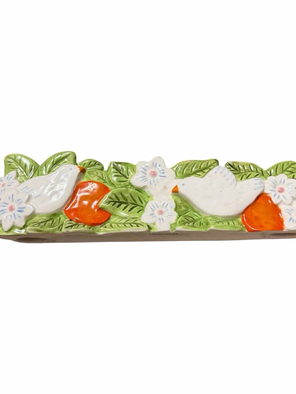 Anthropologie White Ceramic Bird & Leaf Holiday Menorah Morning Dove